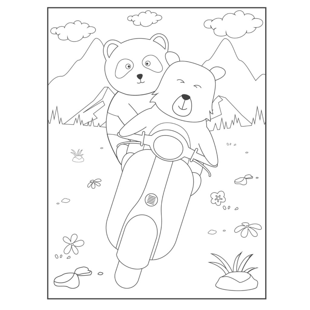 Red panda coloring page