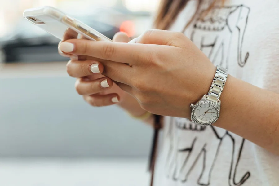 A woman using a smartphone